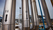 Hydrogen pipes are seen at an oil refinery and gas processing plant in the Uralsk region, Kazakhstan